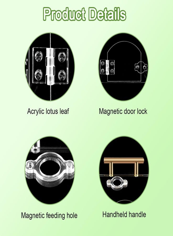 SORWATEE Jumping Spider Enclosure kit, Acrylic Tarantula Enclosure with Wooden Bridge, Mushroom, Pagoda Pond, Road Signs, Insect Terrarium with Handle and Magnetic Door, No Assembly Required (Medium) - Image 4